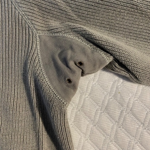 Eddie Bauer 100% Cotton Men's Sweater in Khaki Size L with Canvas accents GUC - Picture 2 of 14